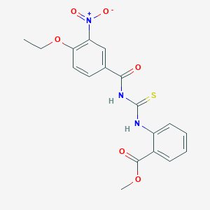 molecular formula C18H17N3O6S B4891215 methyl 2-({[(4-ethoxy-3-nitrobenzoyl)amino]carbonothioyl}amino)benzoate 
