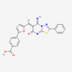 molecular formula C23H14N4O4S B4891228 4-{5-[(5-imino-7-oxo-2-phenyl-5H-[1,3,4]thiadiazolo[3,2-a]pyrimidin-6(7H)-ylidene)methyl]-2-furyl}benzoic acid 