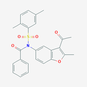 N-(3-ACETYL-2-METHYL-1-BENZOFURAN-5-YL)-N-(2,5-DIMETHYLBENZENESULFONYL)BENZAMIDE