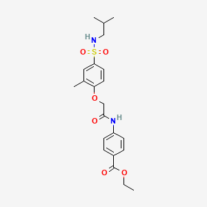 molecular formula C22H28N2O6S B4891296 ethyl 4-[({4-[(isobutylamino)sulfonyl]-2-methylphenoxy}acetyl)amino]benzoate 