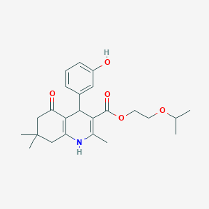 molecular formula C24H31NO5 B4891336 2-isopropoxyethyl 4-(3-hydroxyphenyl)-2,7,7-trimethyl-5-oxo-1,4,5,6,7,8-hexahydro-3-quinolinecarboxylate 