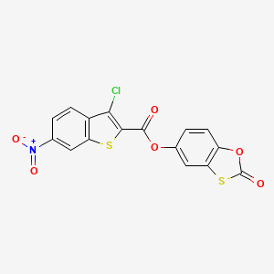 molecular formula C16H6ClNO6S2 B4891377 2-oxo-1,3-benzoxathiol-5-yl 3-chloro-6-nitro-1-benzothiophene-2-carboxylate 