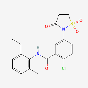 molecular formula C19H19ClN2O4S B4891399 2-chloro-5-(1,1-dioxido-3-oxo-2-isothiazolidinyl)-N-(2-ethyl-6-methylphenyl)benzamide 