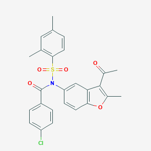 N-(3-acetyl-2-methyl-1-benzofuran-5-yl)-4-chloro-N-(2,4-dimethylphenyl)sulfonylbenzamide