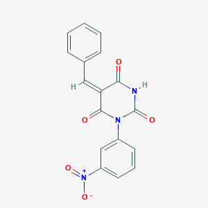molecular formula C17H11N3O5 B4891414 5-benzylidene-1-(3-nitrophenyl)-2,4,6(1H,3H,5H)-pyrimidinetrione 