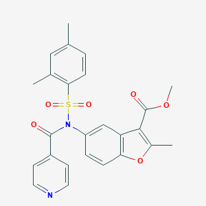 Methyl 5-[[(2,4-dimethylphenyl)sulfonyl](isonicotinoyl)amino]-2-methyl-1-benzofuran-3-carboxylate