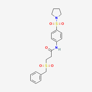 molecular formula C20H24N2O5S2 B4891467 3-(benzylsulfonyl)-N-[4-(1-pyrrolidinylsulfonyl)phenyl]propanamide 