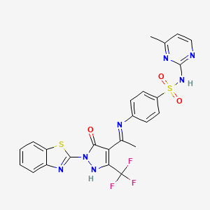 4-({1-[1-(1,3-benzothiazol-2-yl)-5-oxo-3-(trifluoromethyl)-1,5-dihydro-4H-pyrazol-4-ylidene]ethyl}amino)-N-(4-methyl-2-pyrimidinyl)benzenesulfonamide