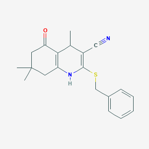 2-(benzylthio)-4,7,7-trimethyl-5-oxo-1,4,5,6,7,8-hexahydro-3-quinolinecarbonitrile