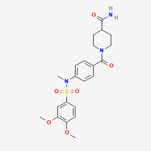 molecular formula C22H27N3O6S B4891490 1-{4-[[(3,4-dimethoxyphenyl)sulfonyl](methyl)amino]benzoyl}-4-piperidinecarboxamide 