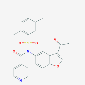 N-(3-acetyl-2-methyl-1-benzofuran-5-yl)-N-isonicotinoyl-2,4,5-trimethylbenzenesulfonamide