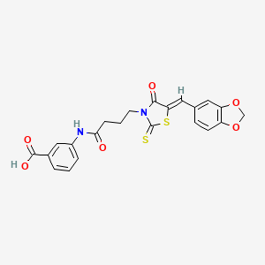 molecular formula C22H18N2O6S2 B4891505 3-({4-[5-(1,3-benzodioxol-5-ylmethylene)-4-oxo-2-thioxo-1,3-thiazolidin-3-yl]butanoyl}amino)benzoic acid 