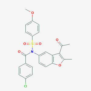 N-(3-acetyl-2-methyl-1-benzofuran-5-yl)-4-chloro-N-[(4-methoxyphenyl)sulfonyl]benzamide