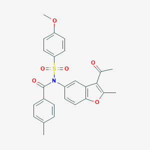 N-(3-acetyl-2-methyl-1-benzofuran-5-yl)-4-methoxy-N-(4-methylbenzoyl)benzenesulfonamide