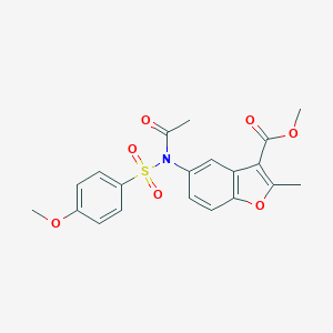 molecular formula C20H19NO7S B489160 Methyl 5-{acetyl[(4-methoxyphenyl)sulfonyl]amino}-2-methyl-1-benzofuran-3-carboxylate CAS No. 518318-74-6