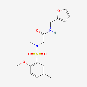 molecular formula C16H20N2O5S B4891630 N~1~-(2-furylmethyl)-N~2~-[(2-methoxy-5-methylphenyl)sulfonyl]-N~2~-methylglycinamide 