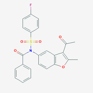 molecular formula C24H18FNO5S B489165 N-(3-acetyl-2-methyl-1-benzofuran-5-yl)-N-(4-fluorophenyl)sulfonylbenzamide CAS No. 518319-19-2