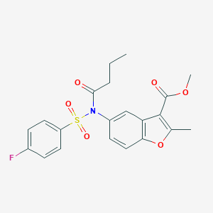 molecular formula C21H20FNO6S B489169 Methyl 5-{butyryl[(4-fluorophenyl)sulfonyl]amino}-2-methyl-1-benzofuran-3-carboxylate CAS No. 518319-24-9