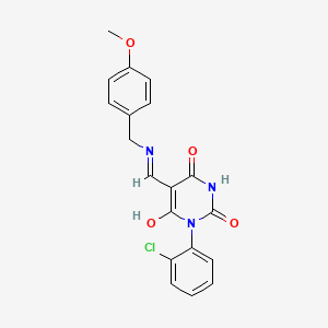 1-(2-chlorophenyl)-5-{[(4-methoxybenzyl)amino]methylene}-2,4,6(1H,3H,5H)-pyrimidinetrione
