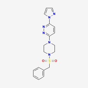 molecular formula C18H20N6O2S B4891745 3-[4-(benzylsulfonyl)-1-piperazinyl]-6-(1H-pyrazol-1-yl)pyridazine 