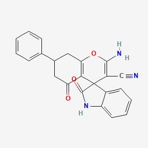 2-amino-2',5-dioxo-7-phenyl-1',2',5,6,7,8-hexahydrospiro[chromene-4,3'-indole]-3-carbonitrile
