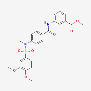 molecular formula C25H26N2O7S B4891789 methyl 3-({4-[[(3,4-dimethoxyphenyl)sulfonyl](methyl)amino]benzoyl}amino)-2-methylbenzoate 