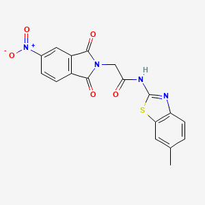molecular formula C18H12N4O5S B4891825 N-(6-methyl-1,3-benzothiazol-2-yl)-2-(5-nitro-1,3-dioxo-1,3-dihydro-2H-isoindol-2-yl)acetamide 