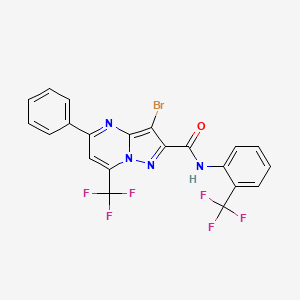 molecular formula C21H11BrF6N4O B4891880 3-bromo-5-phenyl-7-(trifluoromethyl)-N-[2-(trifluoromethyl)phenyl]pyrazolo[1,5-a]pyrimidine-2-carboxamide 