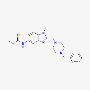 molecular formula C23H29N5O B4891911 N-{2-[(4-benzyl-1-piperazinyl)methyl]-1-methyl-1H-benzimidazol-5-yl}propanamide 