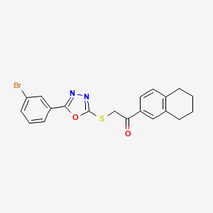 molecular formula C20H17BrN2O2S B4891913 2-{[5-(3-bromophenyl)-1,3,4-oxadiazol-2-yl]thio}-1-(5,6,7,8-tetrahydro-2-naphthalenyl)ethanone 