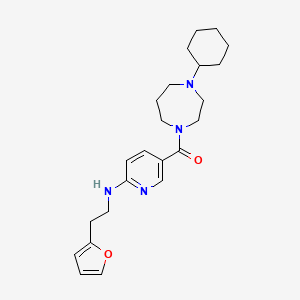 molecular formula C23H32N4O2 B4891920 5-[(4-cyclohexyl-1,4-diazepan-1-yl)carbonyl]-N-[2-(2-furyl)ethyl]-2-pyridinamine 