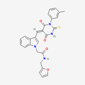 molecular formula C27H22N4O4S B4891933 N-(2-furylmethyl)-2-(3-{[1-(3-methylphenyl)-4,6-dioxo-2-thioxotetrahydro-5(2H)-pyrimidinylidene]methyl}-1H-indol-1-yl)acetamide 