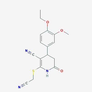 molecular formula C17H17N3O3S B4891985 2-[(cyanomethyl)thio]-4-(4-ethoxy-3-methoxyphenyl)-6-oxo-1,4,5,6-tetrahydro-3-pyridinecarbonitrile 