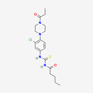 molecular formula C19H27ClN4O2S B4892010 N-({[3-chloro-4-(4-propionyl-1-piperazinyl)phenyl]amino}carbonothioyl)pentanamide 