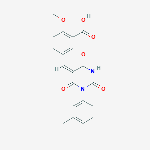 molecular formula C21H18N2O6 B4892037 5-{[1-(3,4-dimethylphenyl)-2,4,6-trioxotetrahydro-5(2H)-pyrimidinylidene]methyl}-2-methoxybenzoic acid 