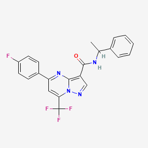 molecular formula C22H16F4N4O B4892088 5-(4-fluorophenyl)-N-(1-phenylethyl)-7-(trifluoromethyl)pyrazolo[1,5-a]pyrimidine-3-carboxamide 