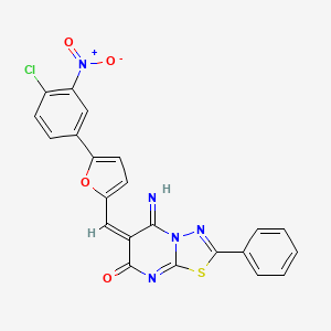 molecular formula C22H12ClN5O4S B4892132 6-{[5-(4-chloro-3-nitrophenyl)-2-furyl]methylene}-5-imino-2-phenyl-5,6-dihydro-7H-[1,3,4]thiadiazolo[3,2-a]pyrimidin-7-one 