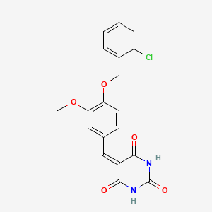 molecular formula C19H15ClN2O5 B4892177 5-{4-[(2-chlorobenzyl)oxy]-3-methoxybenzylidene}-2,4,6(1H,3H,5H)-pyrimidinetrione 
