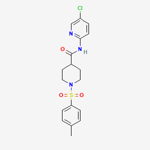 molecular formula C18H20ClN3O3S B4892259 N-(5-chloro-2-pyridinyl)-1-[(4-methylphenyl)sulfonyl]-4-piperidinecarboxamide 