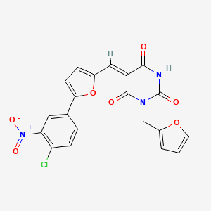 molecular formula C20H12ClN3O7 B4892262 5-{[5-(4-chloro-3-nitrophenyl)-2-furyl]methylene}-1-(2-furylmethyl)-2,4,6(1H,3H,5H)-pyrimidinetrione 