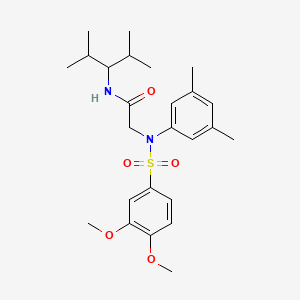molecular formula C25H36N2O5S B4892274 N~2~-[(3,4-dimethoxyphenyl)sulfonyl]-N~2~-(3,5-dimethylphenyl)-N~1~-(1-isopropyl-2-methylpropyl)glycinamide 