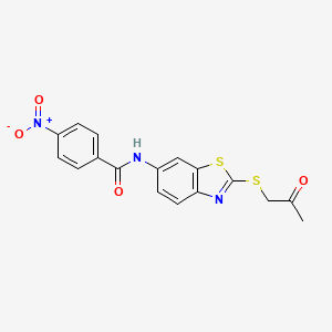 molecular formula C17H13N3O4S2 B4892276 4-nitro-N-{2-[(2-oxopropyl)thio]-1,3-benzothiazol-6-yl}benzamide 