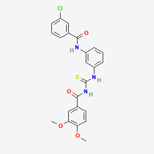 molecular formula C23H20ClN3O4S B4892296 N-[({3-[(3-chlorobenzoyl)amino]phenyl}amino)carbonothioyl]-3,4-dimethoxybenzamide 