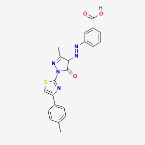 molecular formula C21H17N5O3S B4892299 3-({3-methyl-1-[4-(4-methylphenyl)-1,3-thiazol-2-yl]-5-oxo-4,5-dihydro-1H-pyrazol-4-yl}diazenyl)benzoic acid 