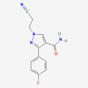 molecular formula C13H11FN4O B4892305 1-(2-cyanoethyl)-3-(4-fluorophenyl)-1H-pyrazole-4-carboxamide 