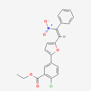 molecular formula C21H16ClNO5 B4892322 ethyl 2-chloro-5-[5-(2-nitro-2-phenylvinyl)-2-furyl]benzoate 