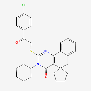 molecular formula C30H31ClN2O2S B4892327 2-{[2-(4-chlorophenyl)-2-oxoethyl]thio}-3-cyclohexyl-3H-spiro[benzo[h]quinazoline-5,1'-cyclopentan]-4(6H)-one 
