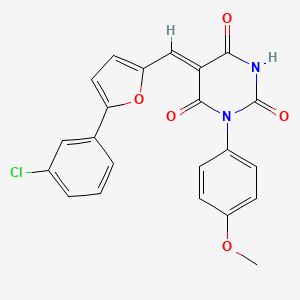 molecular formula C22H15ClN2O5 B4892387 5-{[5-(3-chlorophenyl)-2-furyl]methylene}-1-(4-methoxyphenyl)-2,4,6(1H,3H,5H)-pyrimidinetrione 