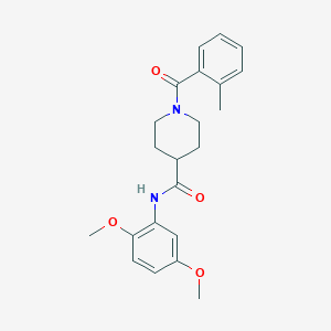 molecular formula C22H26N2O4 B4892451 N-(2,5-dimethoxyphenyl)-1-(2-methylbenzoyl)-4-piperidinecarboxamide 