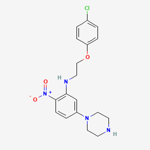 N-[2-(4-chlorophenoxy)ethyl]-2-nitro-5-(1-piperazinyl)aniline